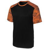 Men's CamoHex Colorblock Tee X - Small Black/Neon Orange Short Sleeve T-Shirts