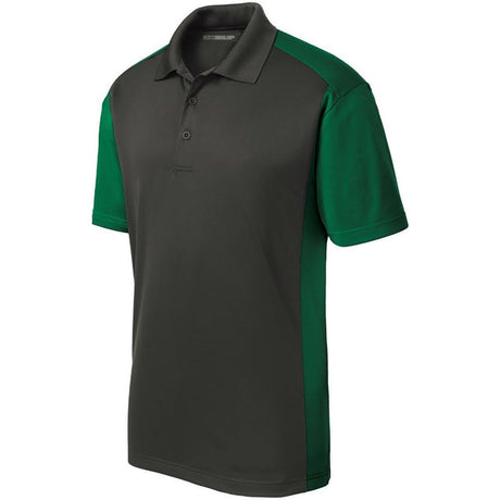 Men's Colorblock Micropique Sport - Wick Polo Iron Grey / Forest Green X - Small Polos/Knits