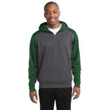 Mens Colorblock Tech Fleece 1/4 - Zip Hooded Sweatshirt Graphite Heather/ True Red X - Small Zip Hoodies