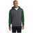 Mens Colorblock Tech Fleece 1/4 - Zip Hooded Sweatshirt Graphite Heather/Forest Green X - Small Zip Hoodies