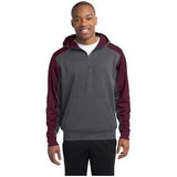 Mens Colorblock Tech Fleece 1/4 - Zip Hooded Sweatshirt Graphite Heather/Maroon X - Large Zip Hoodies