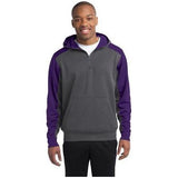 Mens Colorblock Tech Fleece 1/4 - Zip Hooded Sweatshirt Graphite Heather/Purple X - Large Zip Hoodies