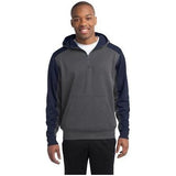 Mens Colorblock Tech Fleece 1/4 - Zip Hooded Sweatshirt Graphite Heather/True Navy 3X - Large Zip Hoodies
