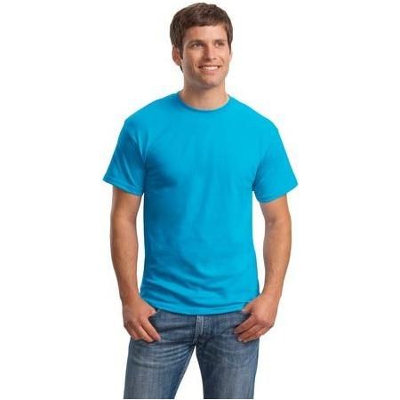 Mens ComfortBlend EcoSmart 50/50 Cotton/Poly T-Shirt 2X - Large Teal Short Sleeve T-Shirts