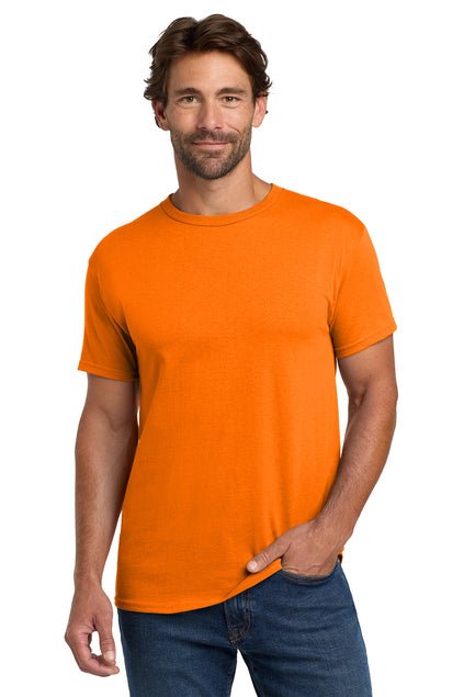 Mens ComfortSoft Heavyweight 100% Cotton T-Shirt Small Safety Orange 50/50 Cotton Poly Short Sleeve T-Shirts