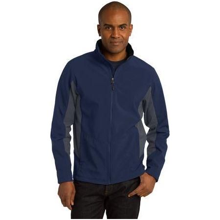 Mens Core Colorblock Soft Shell Jacket Medium Dress Blue Navy/Battleship Grey Soft Shell Jackets