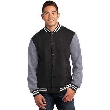 Men's Fleece Letterman Jacket Black/Vintage Heather X - Small Jackets