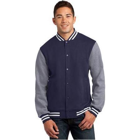 Men's Fleece Letterman Jacket True Navy/Vintage Heather X - Small Jackets
