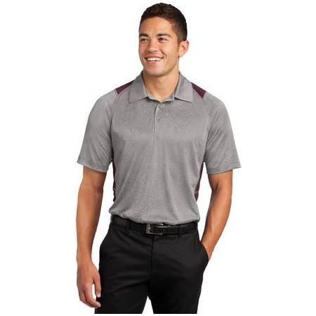 Men's Heather Colorblock Contender Polo Vintage Heather/ Maroon X - Small