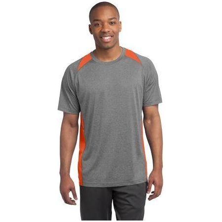 Mens Heather Colorblock Contender Tee Medium Vintage Heather/ Deep Orange Short Sleeve T-Shirts