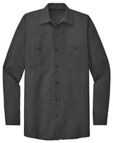 Men's Long Size, Long Sleeve Industrial Work Shirt Charcoal Medium Long