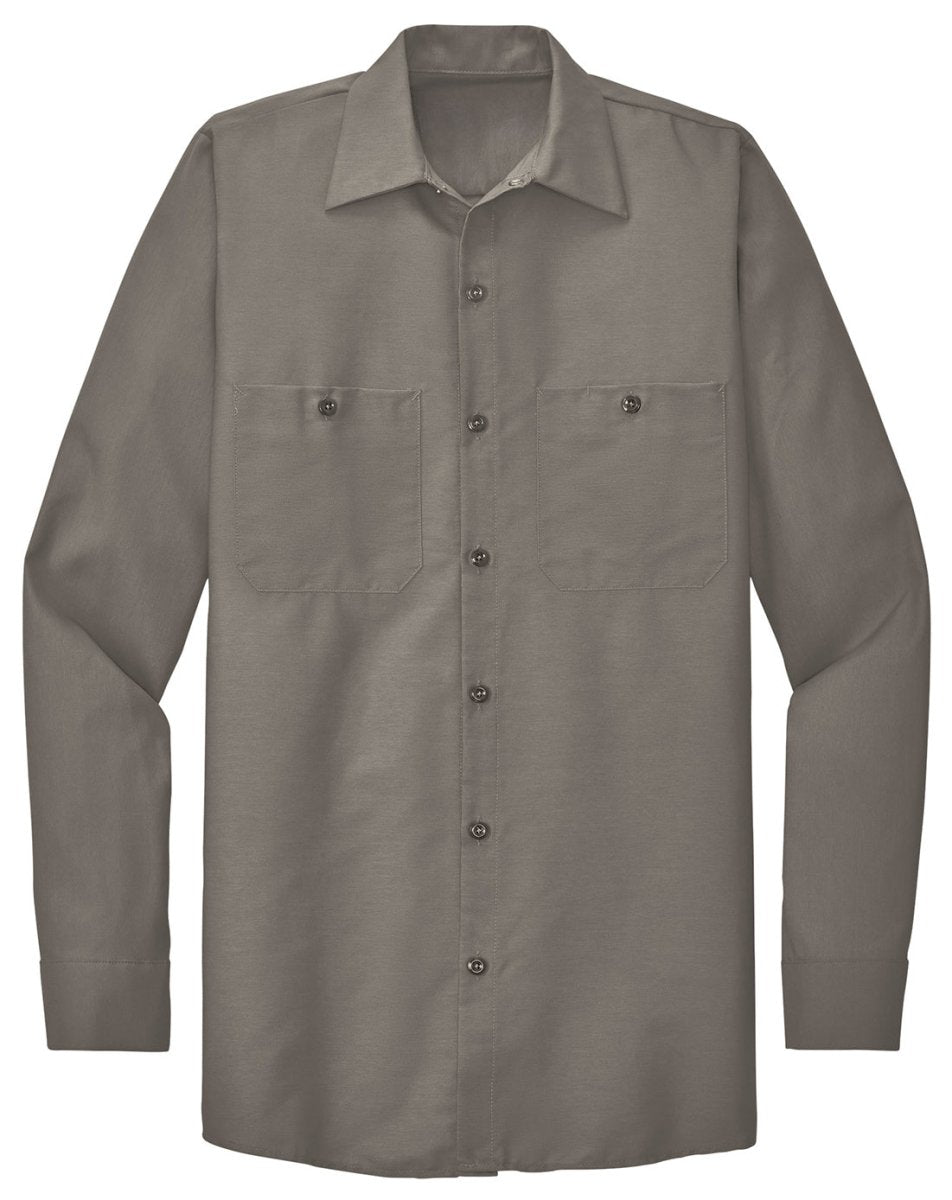 Men's Long Size, Long Sleeve Industrial Work Shirt Grey Medium Long