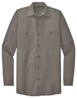 Men's Long Size, Long Sleeve Industrial Work Shirt Grey Medium Long