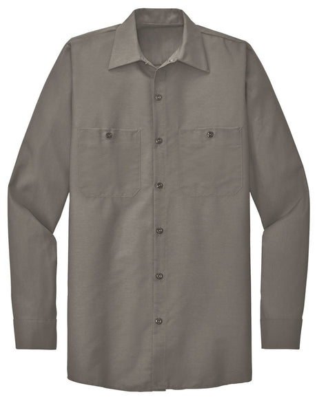 Men's Long Size, Long Sleeve Industrial Work Shirt Grey Medium Long