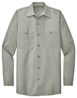 Men's Long Size, Long Sleeve Industrial Work Shirt Light Grey Medium Long