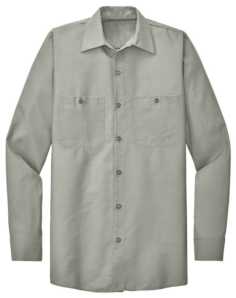 Men's Long Size, Long Sleeve Industrial Work Shirt Light Grey Medium Long