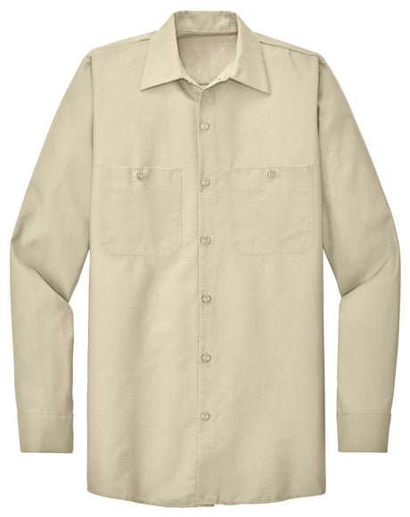 Men's Long Size, Long Sleeve Industrial Work Shirt Light Tan Medium Long