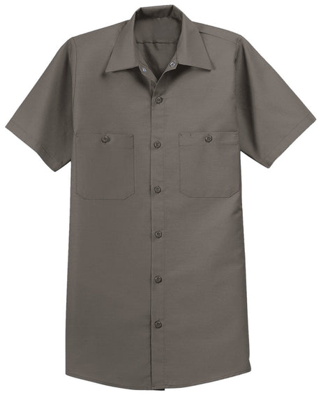 Men's Long Size, Short Sleeve Industrial Work Shirt Grey Medium Long Workwear