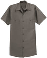 Men's Long Size, Short Sleeve Industrial Work Shirt Grey Medium Long Workwear