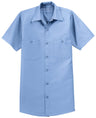 Men's Long Size, Short Sleeve Industrial Work Shirt Light Blue Medium Long Workwear