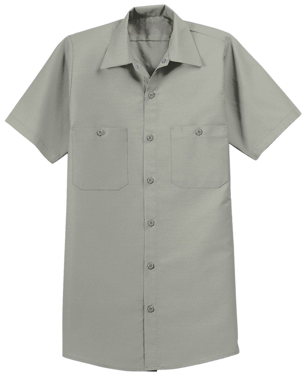 Men's Long Size, Short Sleeve Industrial Work Shirt Light Grey Medium Long Workwear