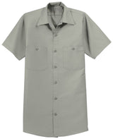 Men's Long Size, Short Sleeve Industrial Work Shirt Light Grey Medium Long Workwear