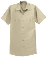 Men's Long Size, Short Sleeve Industrial Work Shirt Light Tan Medium Long Workwear