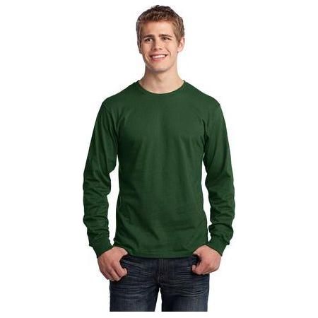 Mens Long Sleeve 5.4 - oz. 100% Cotton T-Shirt Small Dark Green Short Sleeve T-Shirts