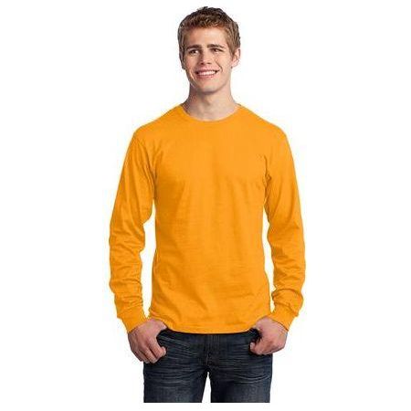 Mens Long Sleeve 5.4 - oz. 100% Cotton T-Shirt Small Gold Short Sleeve T-Shirts
