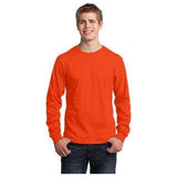 Mens Long Sleeve 5.4 - oz. 100% Cotton T-Shirt Small Orange Short Sleeve T-Shirts