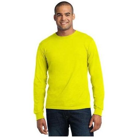 Mens Long Sleeve All - American Tee Small Safety Green Short Sleeve T-Shirts