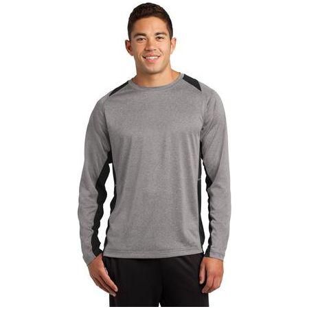 Men's Long Sleeve Heather Colorblock Contender Tee Vintage Heather/Black X - Large Short Sleeve T-Shirts