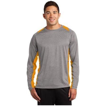Men's Long Sleeve Heather Colorblock Contender Tee Vintage Heather/Gold Medium Short Sleeve T-Shirts