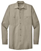 Men's Long Sleeve Industrial Work Shirt Light Tan Small