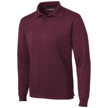 Men's Long Sleeve Micropique Sport - Wick Polo Maroon X - Small Polos/Knits