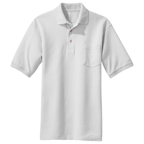 Mens Pique Knit Polo with Pocket X - Small White Polos/Knits