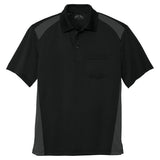 Men's Select Snag - Proof Two Way Colorblock Pocket Polo Black/Charcoal X - Small Polos/Knits