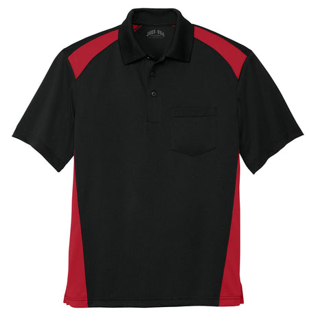Men's Select Snag - Proof Two Way Colorblock Pocket Polo Black/Red X - Small Polos/Knits