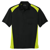 Men's Select Snag - Proof Two Way Colorblock Pocket Polo Black/Shock Green X - Small Polos/Knits
