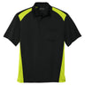 Men's Select Snag - Proof Two Way Colorblock Pocket Polo Black/Shock Green X - Small Polos/Knits