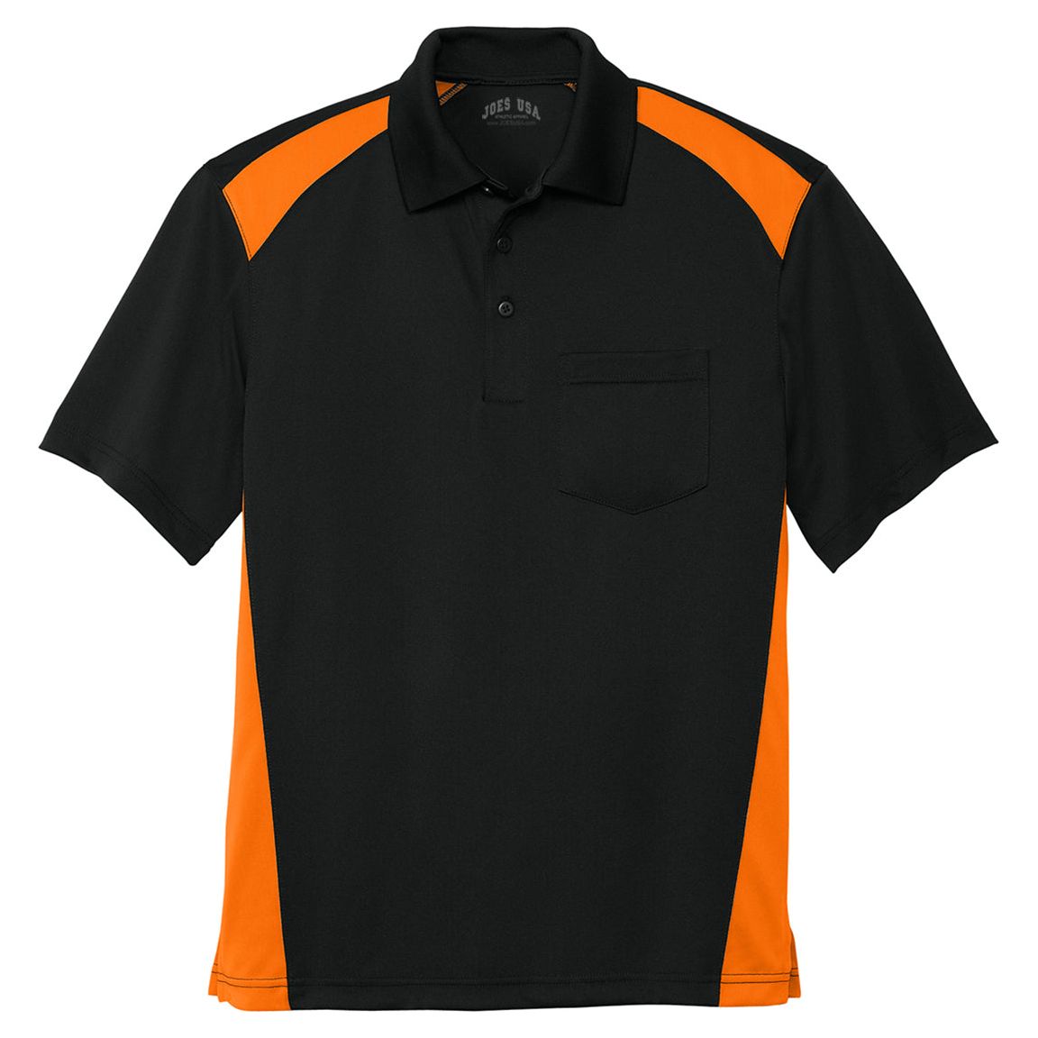 Men's Select Snag - Proof Two Way Colorblock Pocket Polo Black/Shock Orange X - Small Polos/Knits