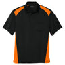 Men's Select Snag - Proof Two Way Colorblock Pocket Polo Black/Shock Orange X - Small Polos/Knits