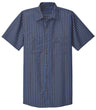 Men's Short Sleeve Striped Industrial Work Shirt Grey / Blue Small