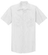 Men's Short Sleeve Striped Industrial Work Shirt Grey / White Small