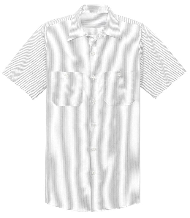 Men's Short Sleeve Striped Industrial Work Shirt Grey / White Small