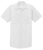 Men's Short Sleeve Striped Industrial Work Shirt Grey / White Small
