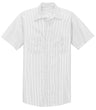 Men's Short Sleeve Striped Industrial Work Shirt Grey / White Small