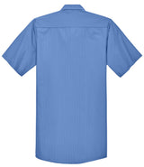 Men's Short Sleeve Striped Industrial Work Shirt Petrol Blue / Navy Small
