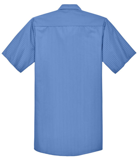 Men's Short Sleeve Striped Industrial Work Shirt Petrol Blue / Navy Small