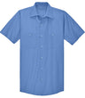 Men's Short Sleeve Striped Industrial Work Shirt Petrol Blue / Navy Small